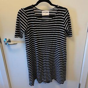 Golden Tote Cut and Sew Summer Swing Dress - Black/White Striped XS